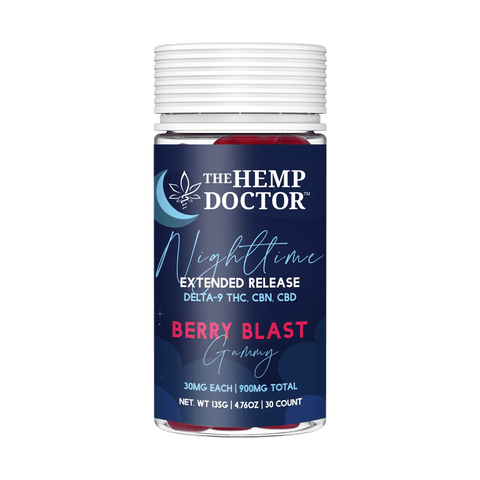 Delta 9 THC/CBD/CBN Full Spectrum Nighttime Gummies ~ Extended Release ~ 30ct / Berry Blast