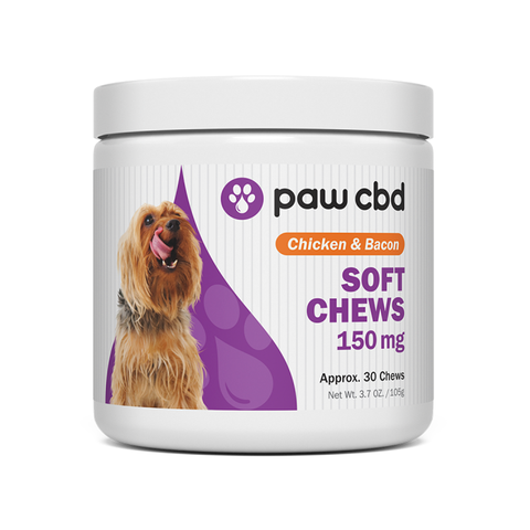 Pet CBD Soft Chews for Dogs - CHICKEN & BACON - 150 MG - 30 COUNT